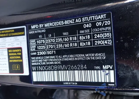 2021 Mercedes-Benz Glc 300 Suv z USA, uszkodzony, nr VIN W1N0G8DB9MV266284